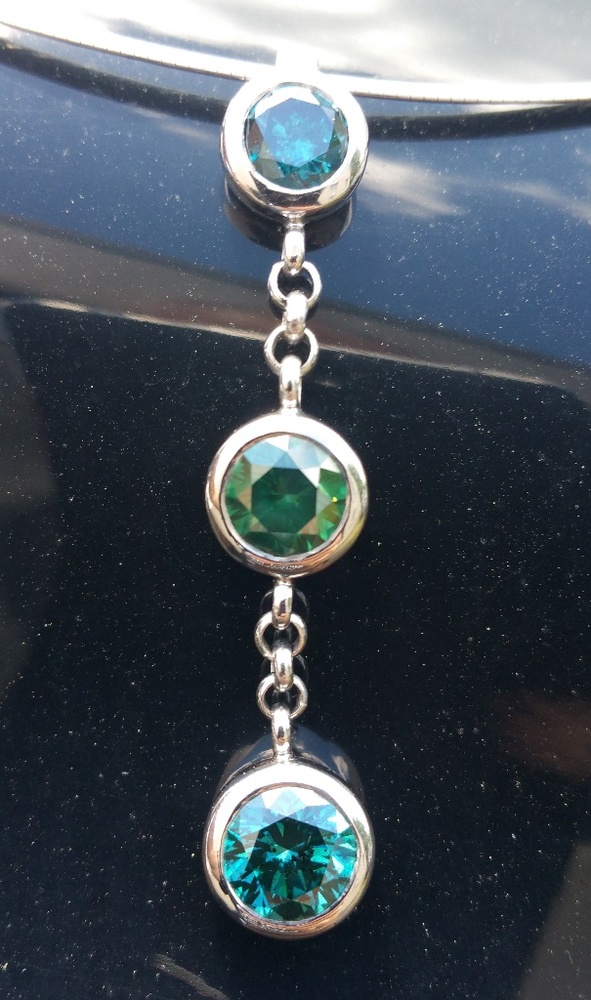Blue & Green Diamond Pendant Necklace
